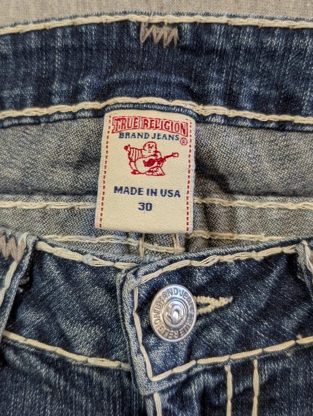 True Religion Billy Super T Jeans Women's 30 Blue Embroidered - Picture 8 of 14